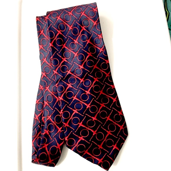Gucci Navy Red Horse Bit Silk Print Tie Italy - Picture 2 of 5